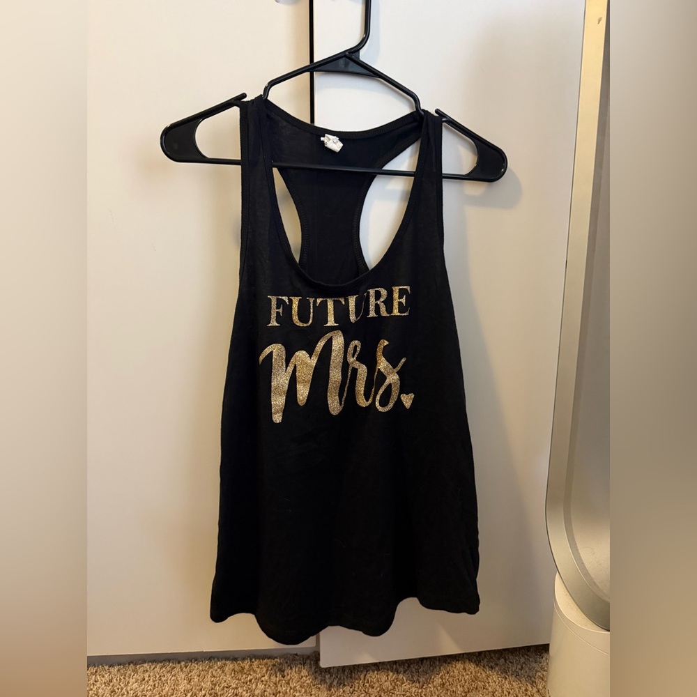 Black Tank Top with Gold 'Future Mrs.' Print